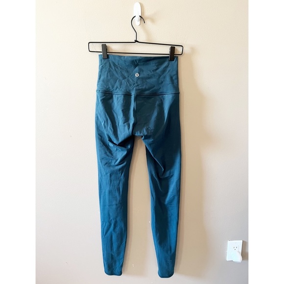 Lululemon Athletica Teal Mesh Cutout High Rise Leggings - Picture 2 of 6